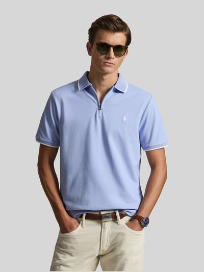Polo Ralph Lauren Regular Fit Poloshirt aus Baumwoll-Mix mit Reißverschluss Hellblau 4