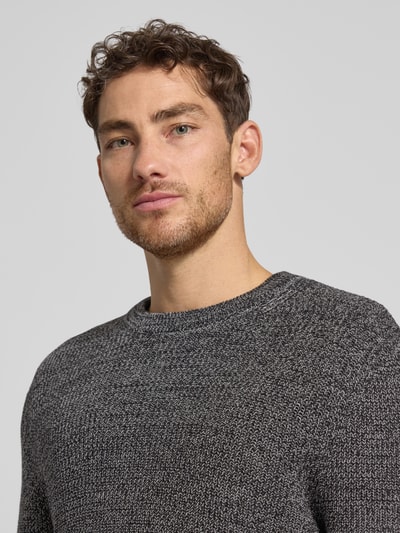 Tom Tailor Denim Sweter z dzianiny o kroju relaxed fit z mieszanki bawełny Antracytowy 3