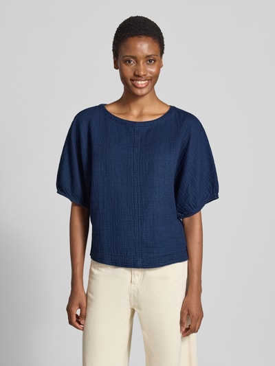 s.Oliver RED LABEL Relaxed Fit Kurzarmbluse aus reiner Baumwolle Marine 4