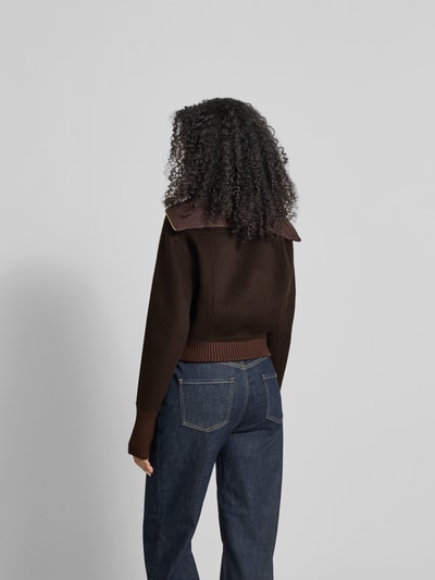 Victoria Beckham Strickjacke aus Woll-Mix Dunkelbraun 5
