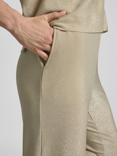 Oui Stoffen broek met elastische band Beige - 3