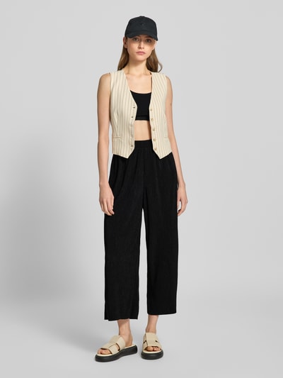 Pieces Regular fit culotte in kreuklook, model 'FLORA' Zwart - 1