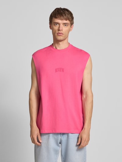 REVIEW Tanktop mit Label-Print Pink 4