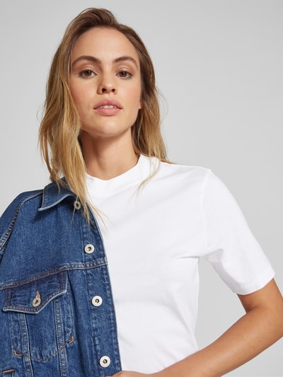 Filippa K T-Shirt mit geripptem Rundhalsausschnitt Weiss 3