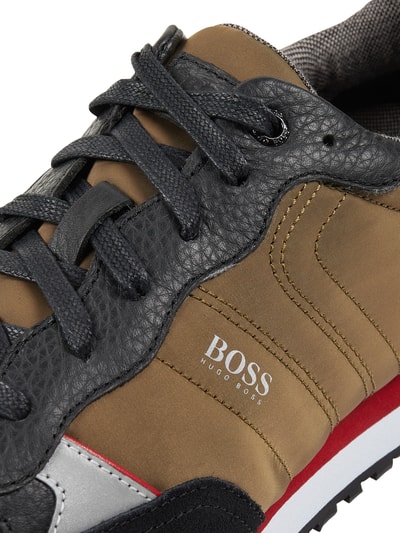 BOSS Sneakers met leer, model 'Parkour' Kaki - 2