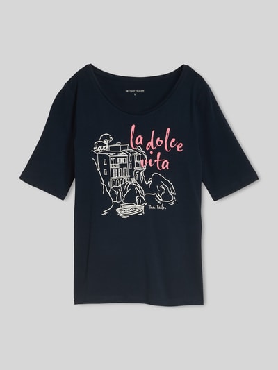 Tom Tailor Regular Fit T-Shirt aus Baumwoll-Mix mit Motiv-Print Marine 2