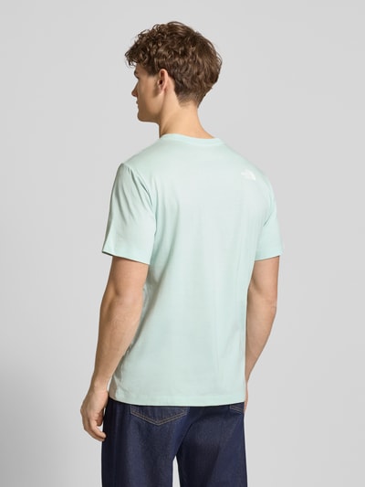 Männermodel trägt Regular Fit T-Shirt mit Logo-Print Modell 'Evolution' von The North Face, Baumwoll-Mix, Ganzkörperansicht Rückansicht.