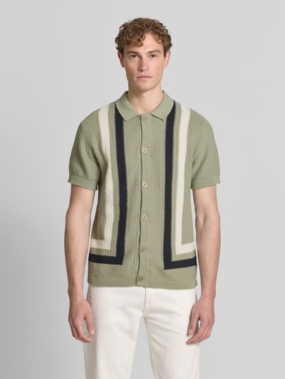 Lindbergh Cardigan mit Kentkragen und Knopfleiste Oliv 4