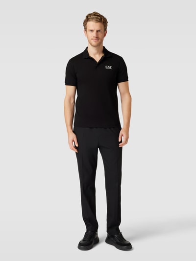 EA7 Emporio Armani Regular fit poloshirt met labelprint Zwart - 1