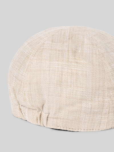 Produktfoto, Schiebermütze aus reinen Leinen von Müller Headwear mit strukturierter, abgerundeter Form, teilelastischem Bund, Beige-Ton.