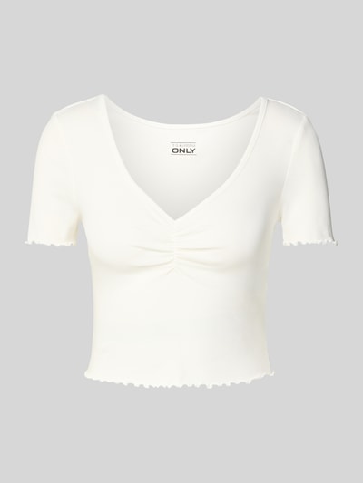 Only Regular Fit Crop Top aus Baumwoll-Elasthan-Mix Modell 'BETTY' Offwhite 2