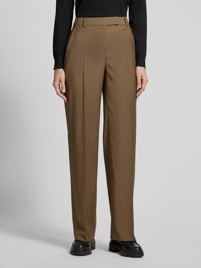 BOSS Straight Fit Stoffhose aus Schurwolle Modell 'Tilda' Cognac 4