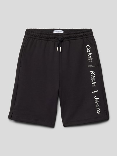 Calvin Klein Jeans Relaxed fit bermuda met labelprint, model 'MAXI' Zwart - 1