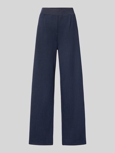 Productfoto, donkerblauwe wijdte broek met lichte structuur, rechte pijpen, Weite Hose met Viskose-Anteil van Brax, Dames
