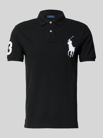 Polo Ralph Lauren Custom Slim Fit Poloshirt mit Logo-Stitching BLACK 2