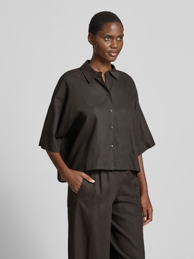 DRYKORN Relaxed Fit Bluse aus Leinen-Viskose-Mix Schoko 4