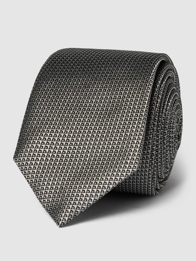 HUGO Zijden stropdas met all-over motief, model 'Tie' (6 cm) Zilver - 1