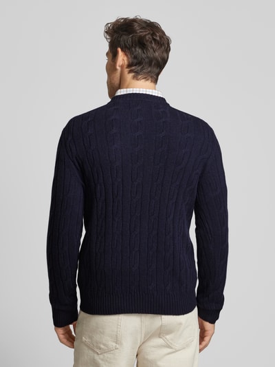 Gant Gebreide pullover met kabelpatroon Marineblauw - 5