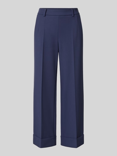 Productfoto, Wide Fit broek met viscose van windsor., elastische materiaalmix met viscose, persplooien, verkorte pasvorm, naadritssluiting, bandwijdte maat 36: 39 cm, binnenbeenlengte maat 36: 68 cm, kleur donkerblauw