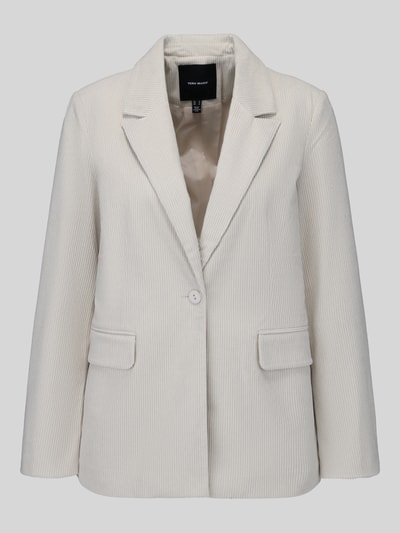 Produktfoto, cremefarbener Loose Fit Longblazer mit steigendem Reverskragen Modell 'NORA' von VERO MODA, Damen Longblazer, feine Struktur