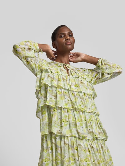 BAUM & PFERDGARTEN Maxikleid aus Viskose im Stufen-Look Hellgelb 3