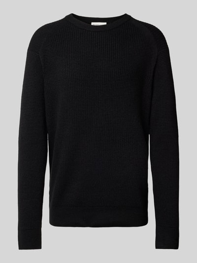 Tom Tailor Denim Regular Fit Strickpullover mit Wollanteil mit Strukturmuster Black 2