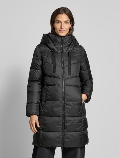 s.Oliver RED LABEL Regular fit gewatteerde lange jas met capuchon  Zwart - 4