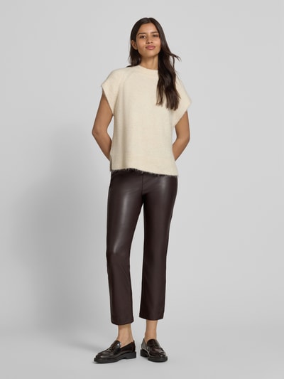 Raffaello Rossi Flared bootcut broek in leerlook, model 'MACY' Donkerbruin - 1
