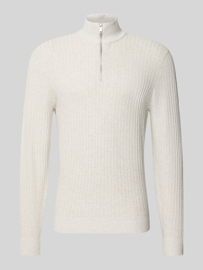 Christian Berg Men Strickpullover mit gerippten Abschlüssen Offwhite 2