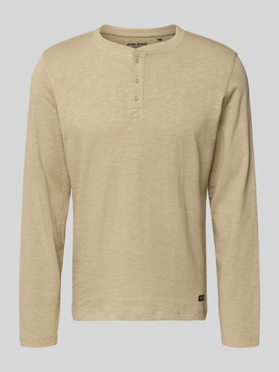 Blend Bluzka z długim rękawem i krótką listwą guzikową model ‘BRAT’ Beżowy 2