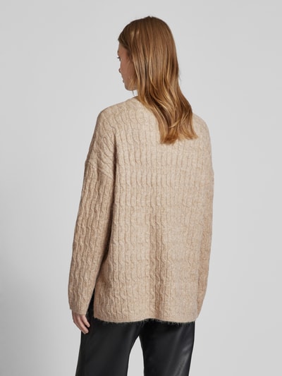 Vero Moda Comfort fit gebreide pullover met structuurtricot, model 'ELYA' Taupe - 5