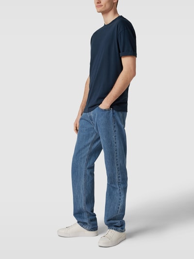 Drykorn T-Shirt mit geripptem Rundhalsausschnitt Modell 'THILO' Marineblau 1