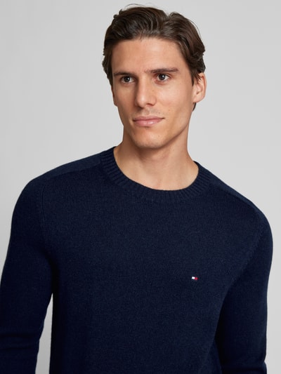 Tommy Hilfiger Wollen pullover met logostitching Marineblauw - 3