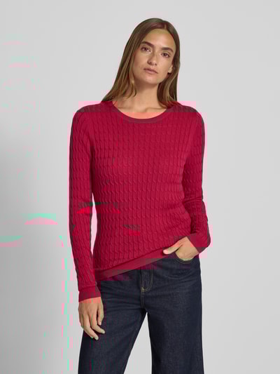 Christian Berg Woman Strickpullover mit Zopfmuster Fuchsia 4