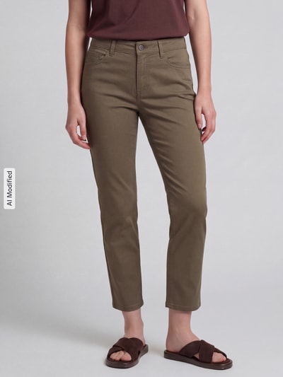 MAC straight fit jeans van katoenmix model 'Dream' Olijfgroen - 4