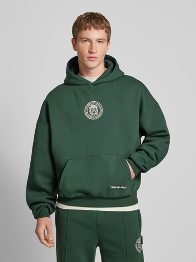 PROHIBITED Hoodie met labelstitching, model 'Camden' Donkergroen - 4