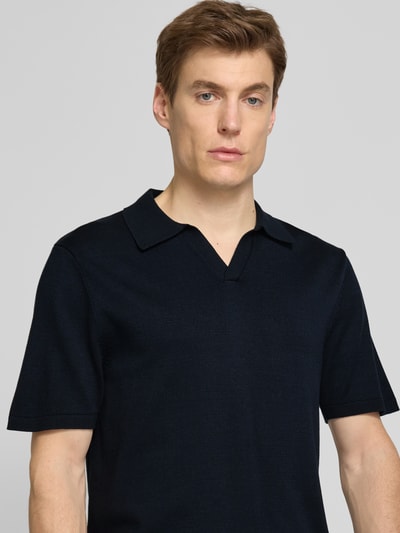 SELECTED HOMME Poloshirt met V-hals, model 'TELLER' Marineblauw - 3