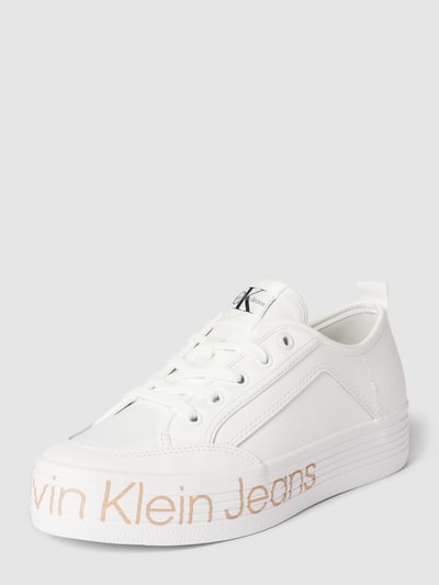 Calvin Klein Jeans Plateausneakers met labelprint, model 'VULC' Wit - 2