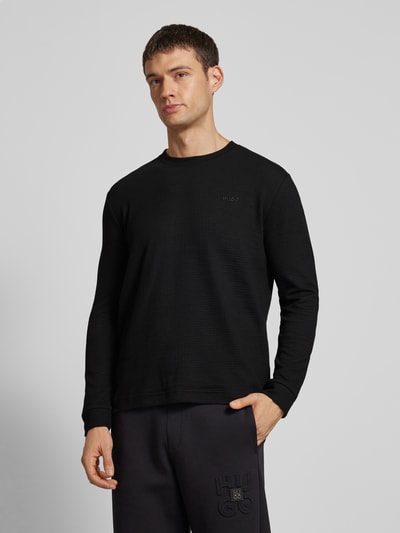 HUGO Longsleeve mit Rundhalsausschnitt Modell 'Austin' Black 4