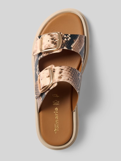 Produktfoto, Wedges aus echtem Leder von Tamaris, Optik: Unifarben, Schuhspitze: Abgerundet, Offen, Absatzform: Keilabsatz, Verschluss: Schlupf/offen, Dornschließen, Sohle: Profiliert, Material: Leder