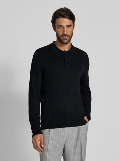 Casual Friday Gebreide pullover met kasjmier en polokraag, model 'FRODE' Zwart - 4