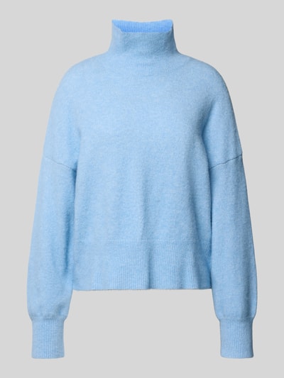 Samsøe Samsøe Strickpullover aus Woll-Mix mit Stehkragen Modell 'NOLA' Hellblau 2