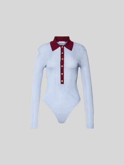 Self-Portrait Bodysuit mit Umlegekragen Hellblau 2