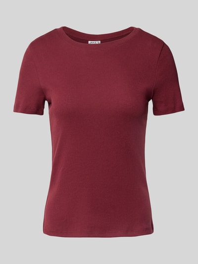 Jake*s Casual T-Shirt in Ripp-Optik Dunkelrot 2