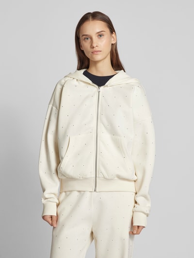 Review Sweatjacke mit Label-Print Offwhite 4