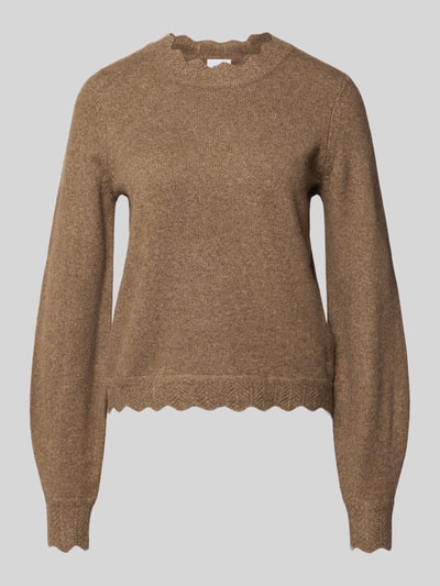 VILA Strickpullover mit Zackenabschlüssen Modell 'VINIKOLINA' Beige 1