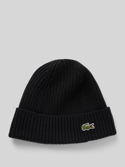 Lacoste Czapka beanie z imitacji dzianiny Czarny 1