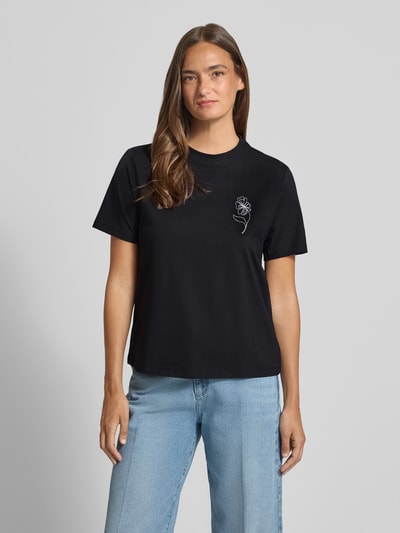 VILA T-Shirt mit Stitching Modell 'NORA' Black 4