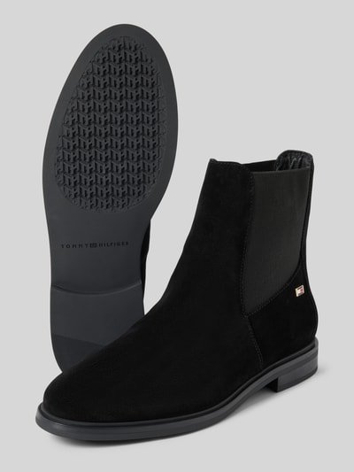 Tommy Hilfiger Chelsea boots van leer met labelapplicatie, model 'FLAG SUEDE' Zwart - 4