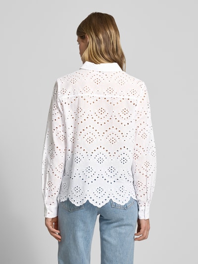 Pieces Regular fit blouse met lange mouwen van puur katoen, model 'VILDE' Wit - 5